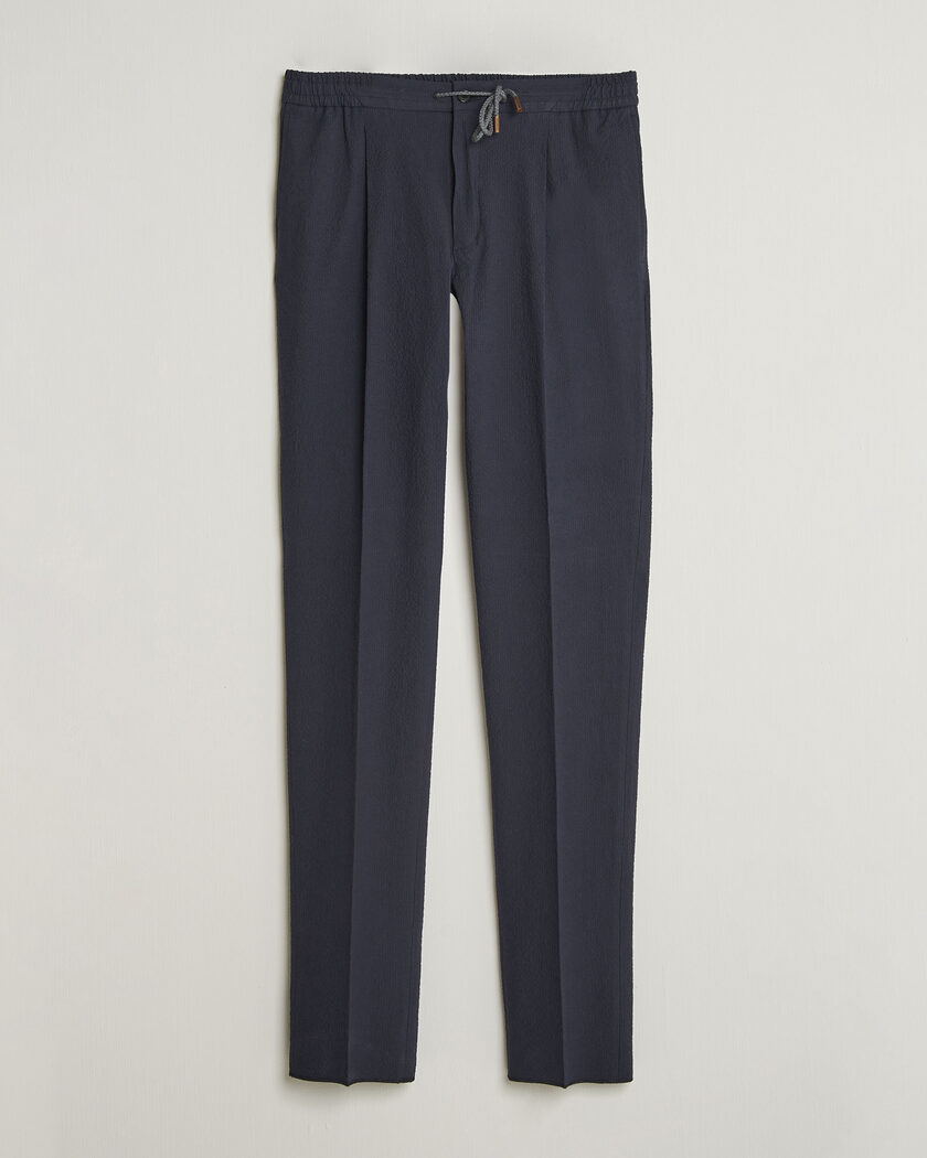 Incotex Tapered Fit Seersucker Pants Navy – Blu