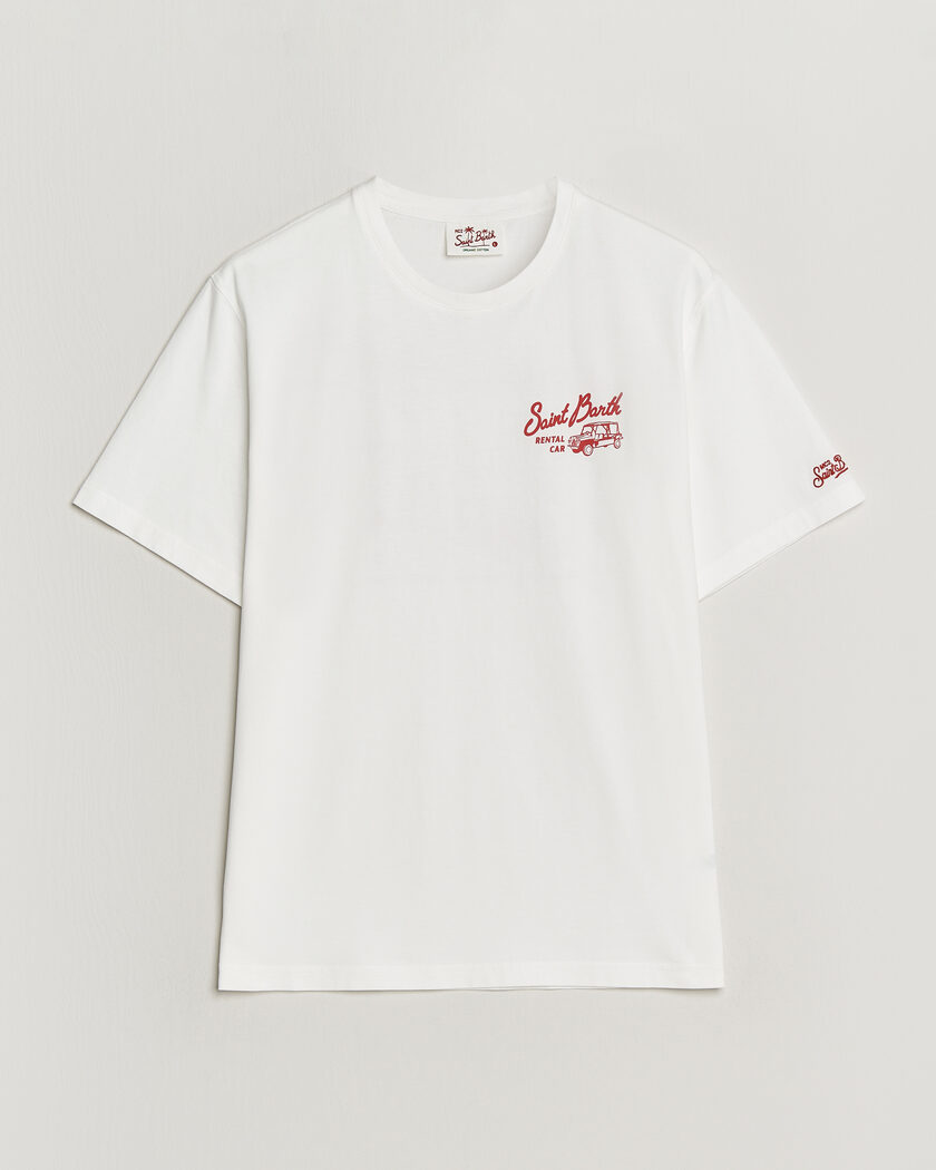 MC2 Saint Barth Back Printed Cotton T-Shirt Rental Car – Bianco