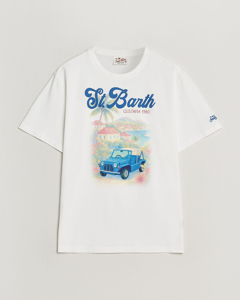 MC2 Saint Barth Printed Cotton T-Shirt Ibiscus Car – Bianco