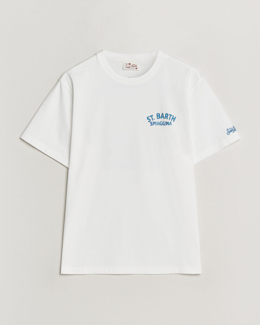 MC2 Saint Barth Back Printed Cotton T-Shirt Spiaggina – Bianco