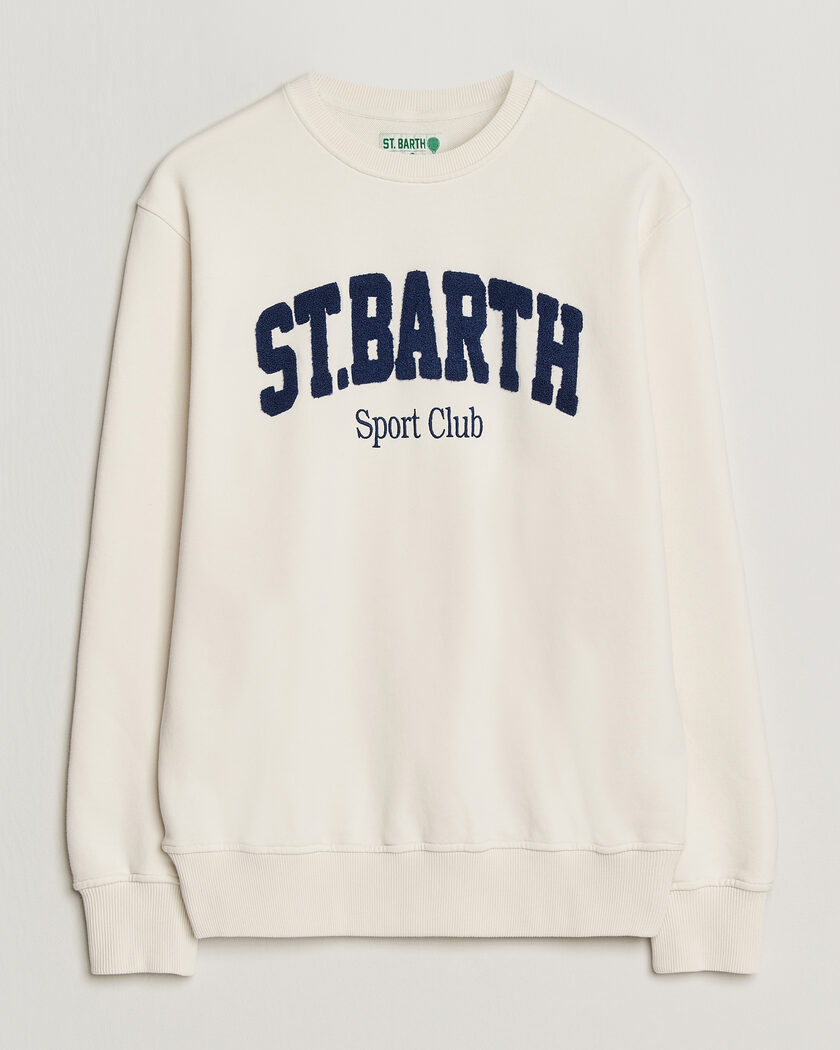 MC2 Saint Barth Terry Cotton Logo Sweatshirt Off White – Bianco