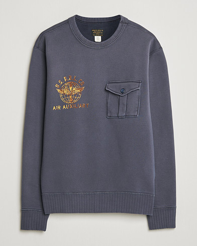 RRL Training Crew Sweatshirt Faded Blue – Blu