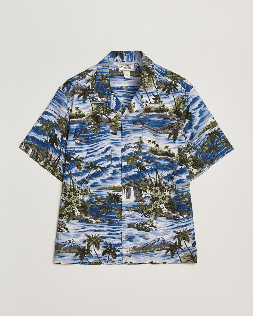 RRL Printed Camp Shirt Blue – Blu