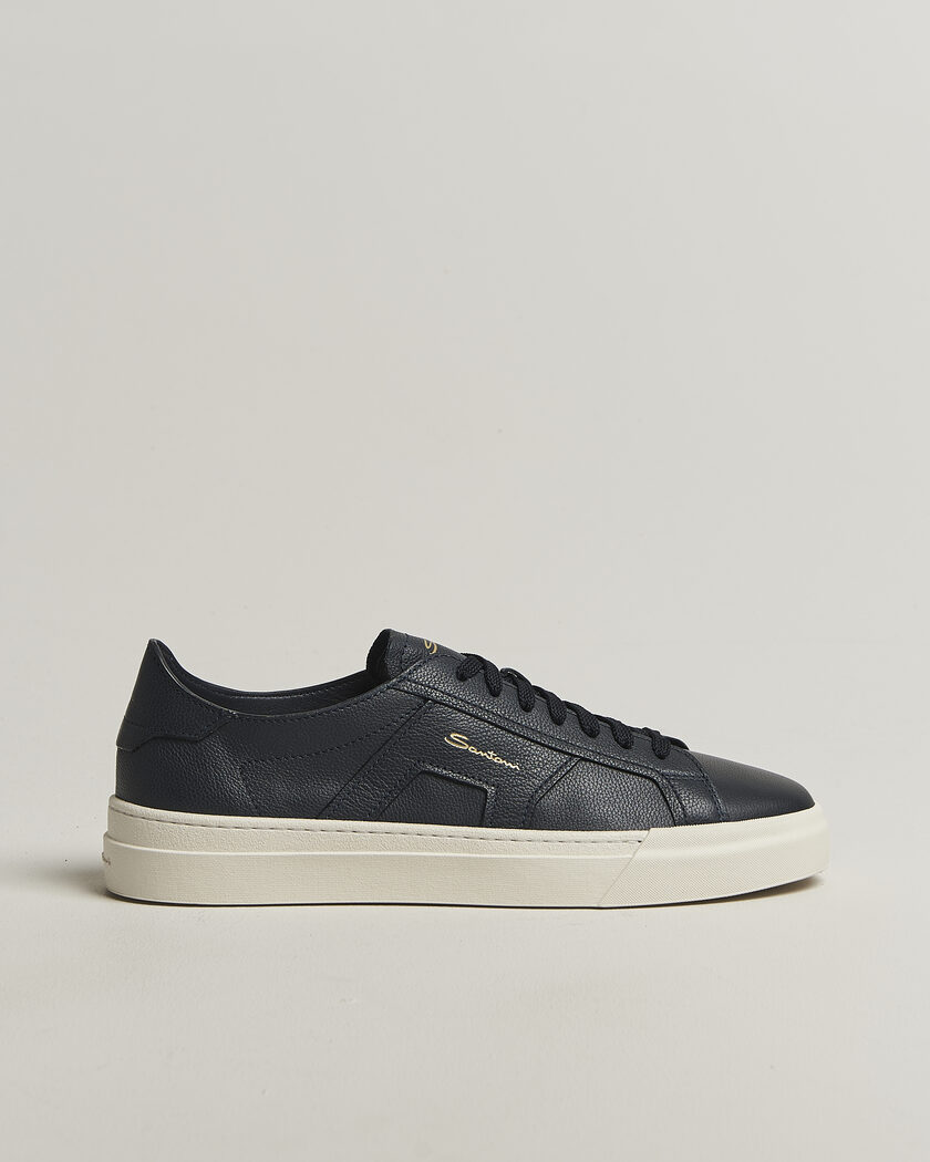 Santoni Double Buckle Sneakers Navy Calf – Blu