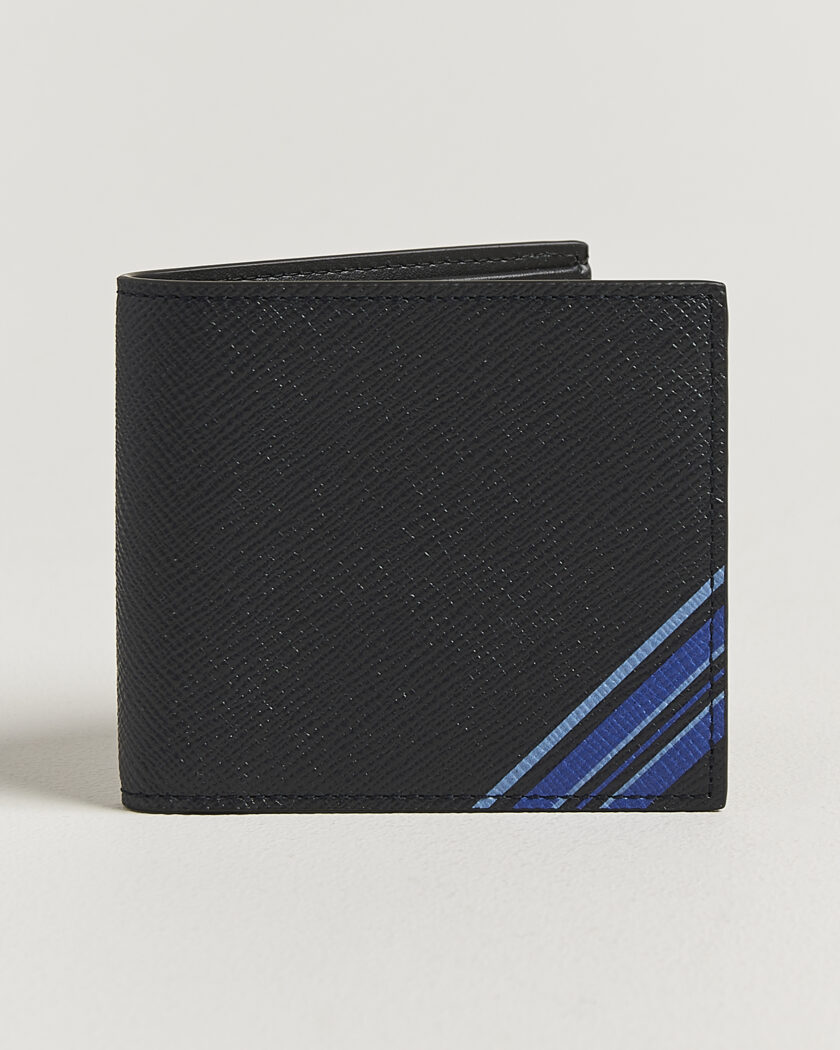 Smythson Panama 6 Card Leather Wallet Stripe Navy – Blu