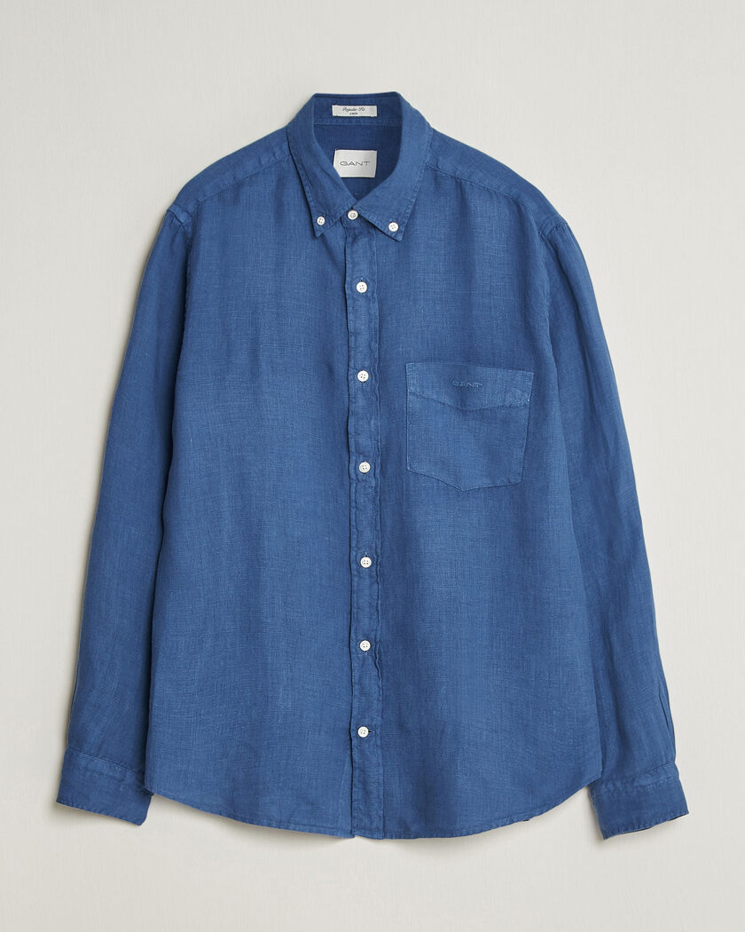 Gant Regular Fit Garment Dyed Linen Shirt Vintage Blue – Blu