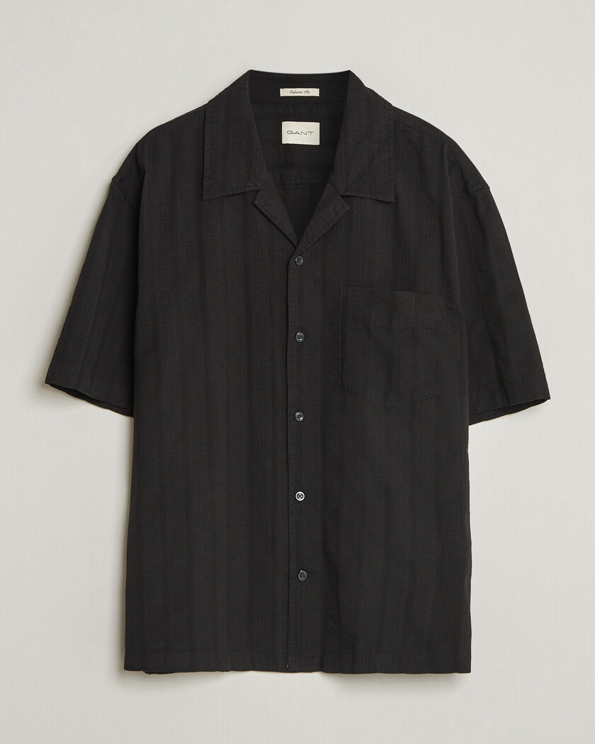 Gant Relaxed Fit Dobby Striped Camp Shirt Black – Nero
