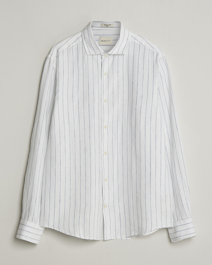 GANT Regular Fit Linen Striped Shirt White – Bianco