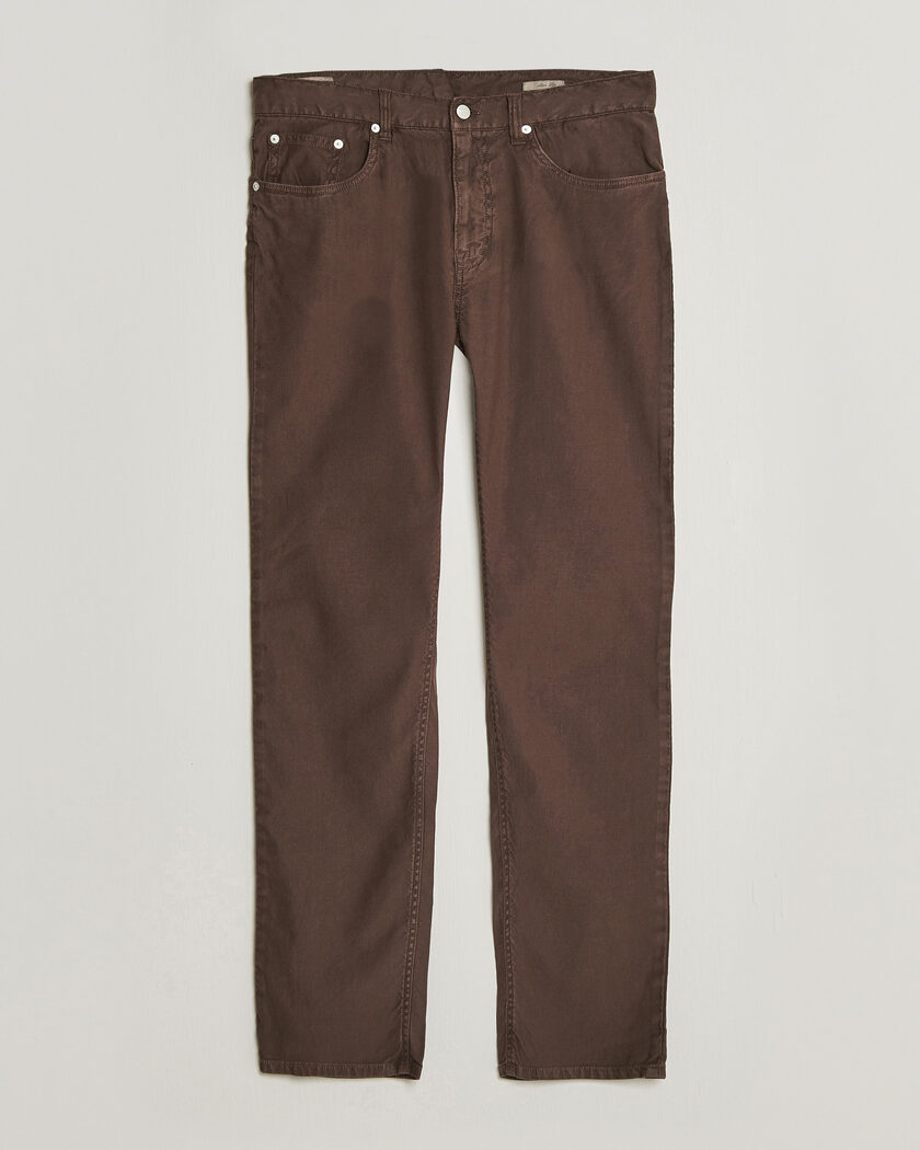 Gant Slim Fit Cotton/Linen 5-Pocket Pants Rich Brown – Marrone