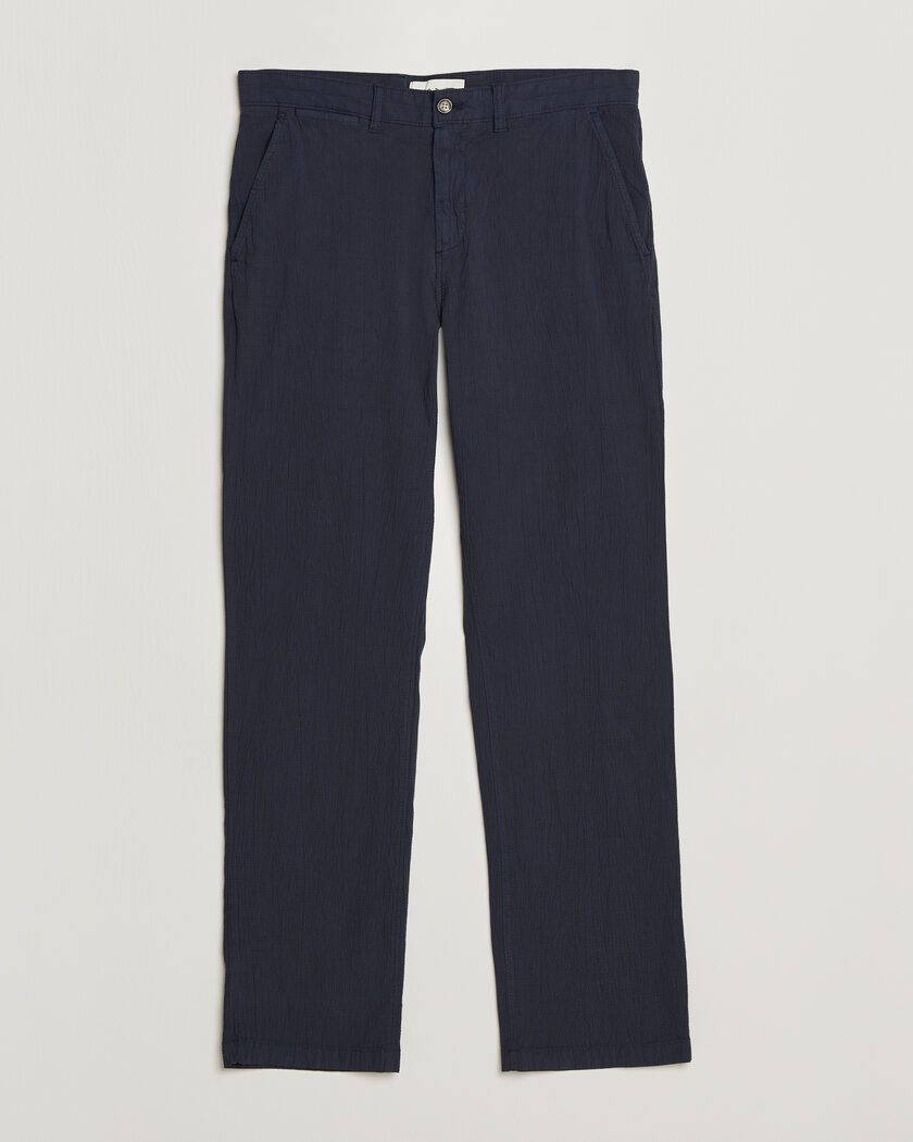 Gant Regular Fit Garment Dyed Seersucker Pants Evening Blue – Blu