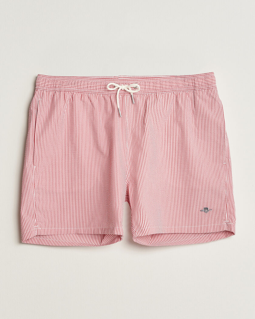 Gant Seersucker Striped Swimshorts Rose Red – Rosso