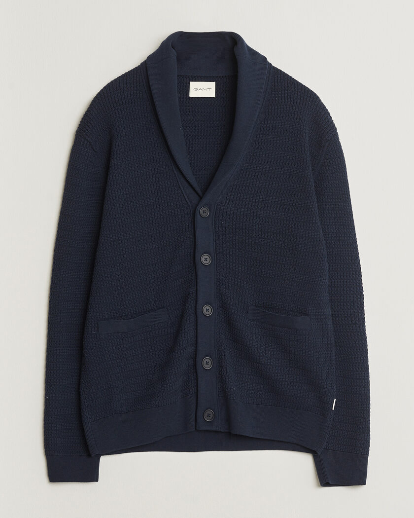 Gant Heavy Knitted Shawl Collar Cardigan Evening Blue – Blu