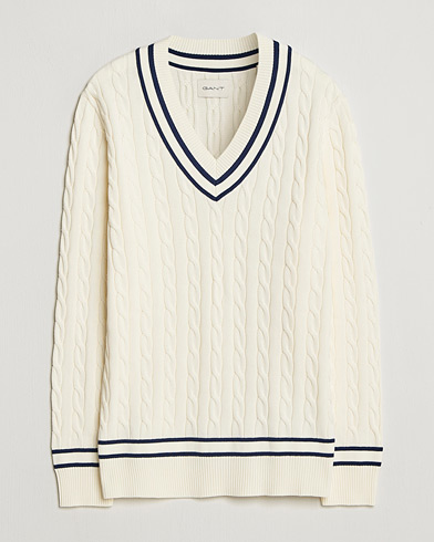 Gant Cotton Cable Cricket Sweater Cream – Bianco