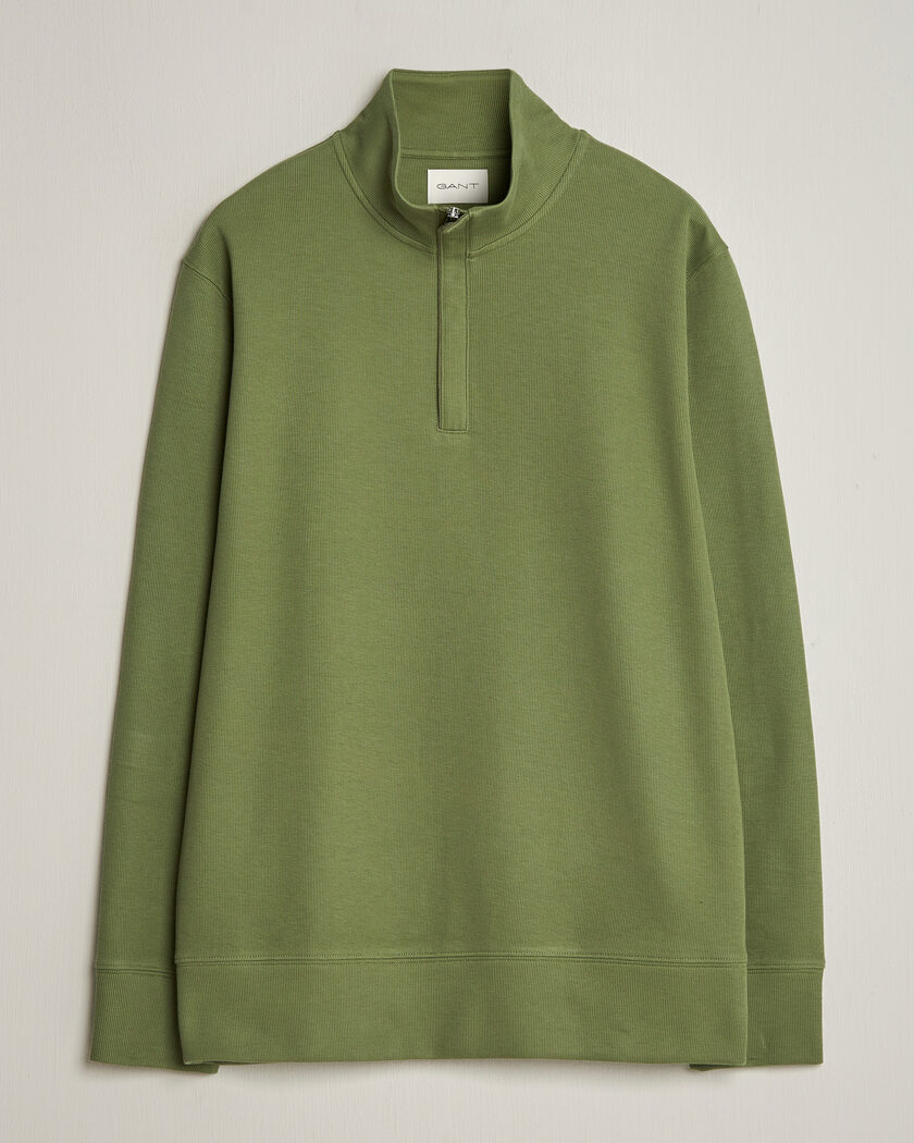 GANT Light Sacker Rib Half Zip Dry Herb Green – Verde