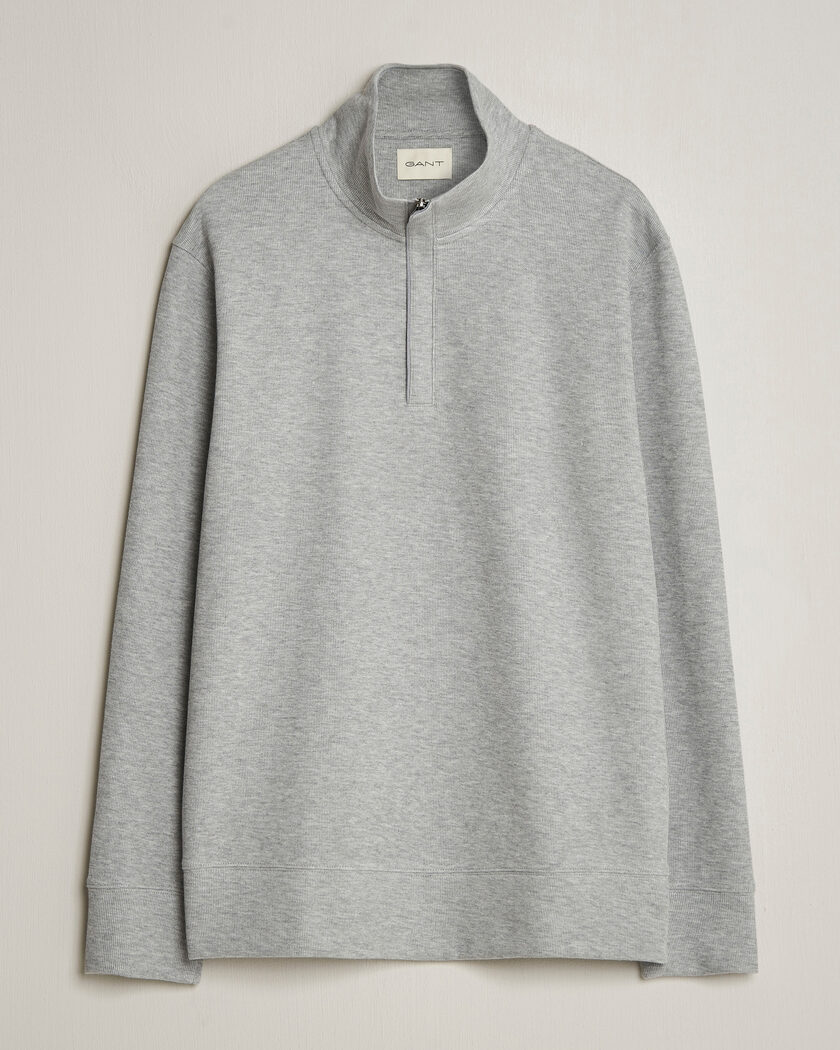 Gant Light Sacker Rib Half Zip Grey Melange – Grigio