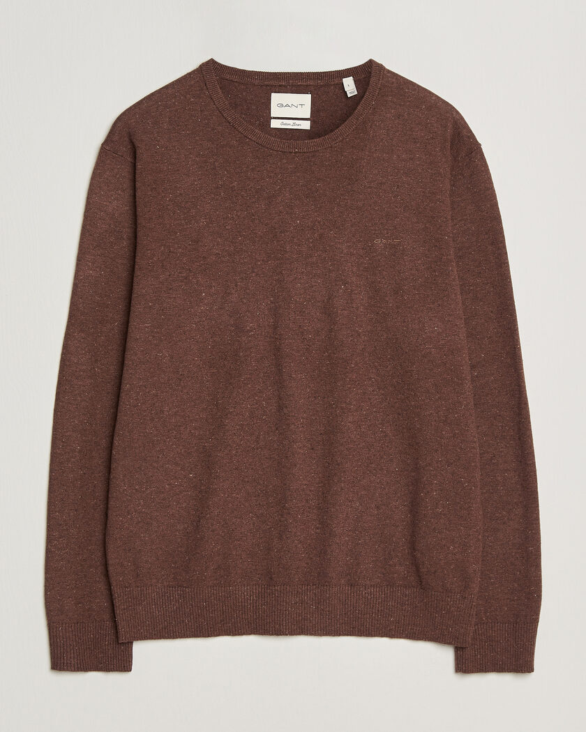 Gant Cotton/Linen Slub Knitted Sweater Hazelnut Melange – Marrone