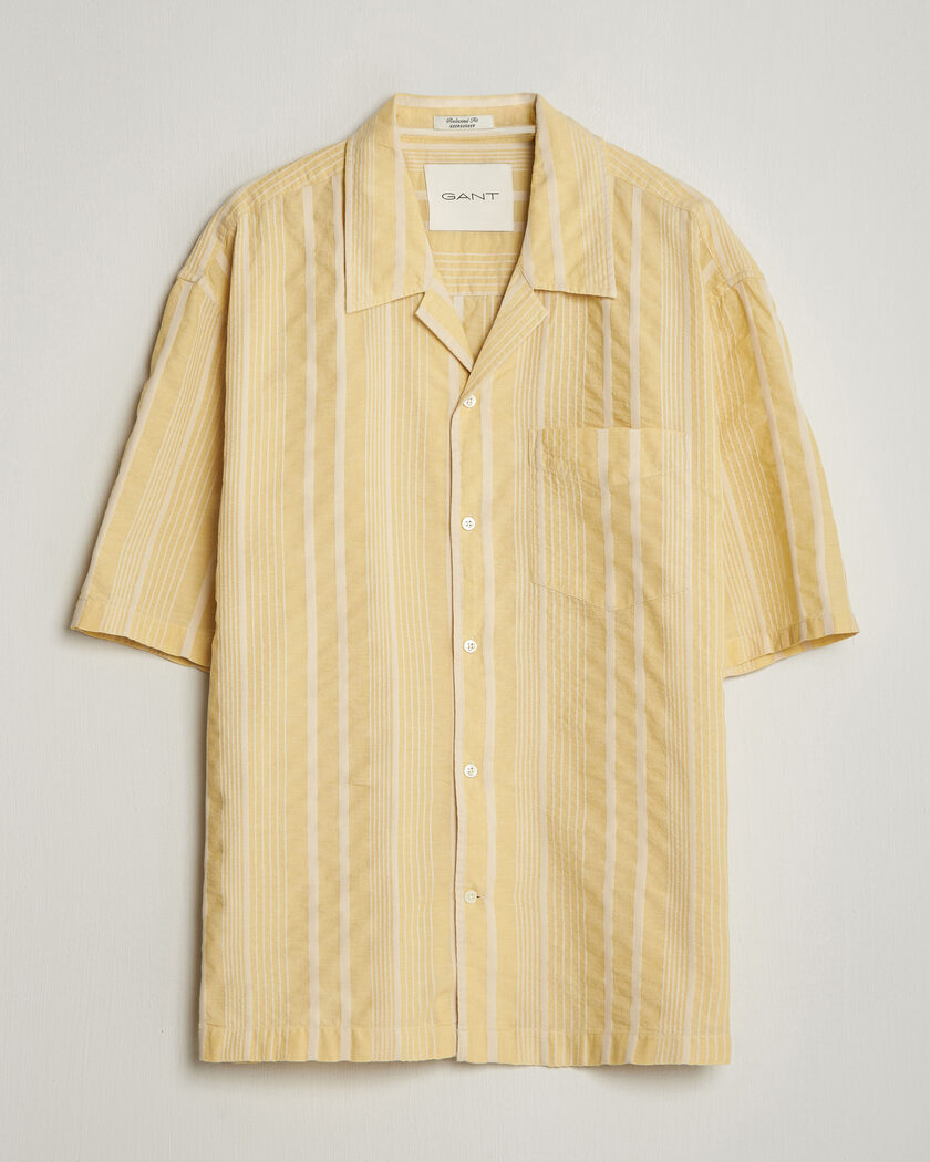 Gant Relaxed Fit Seersucker Camp Collar Shirt Light Mustard Yellow – Giallo