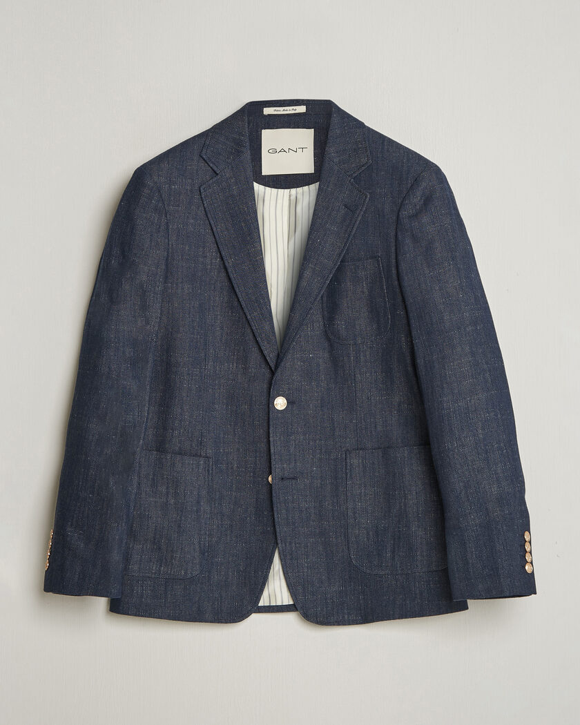 GANT Cotton Indigo Club Blazer Dark Blue Raw – Blu