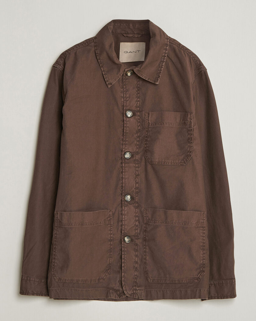 Gant Regular Fit Cotton/Linen Overshirt Rich Brown – Marrone