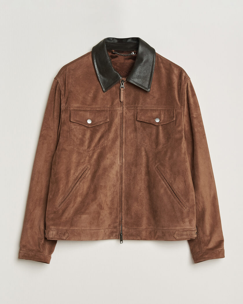 GANT Suede Jacket Mahogany Brown – Marrone