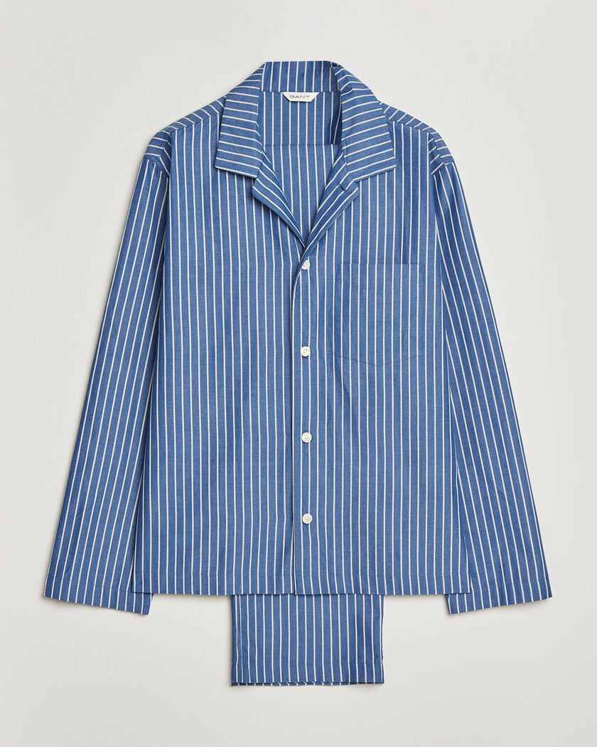 Gant Striped Poplin Pyjama Set Deep Cobalt – Blu