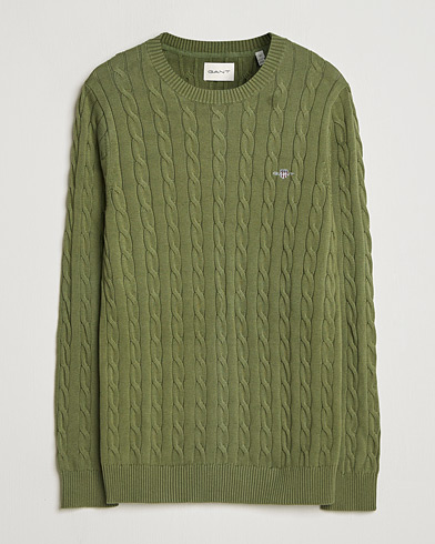GANT Cotton Cable Crew Neck Pullover Dry Herb Green – Verde