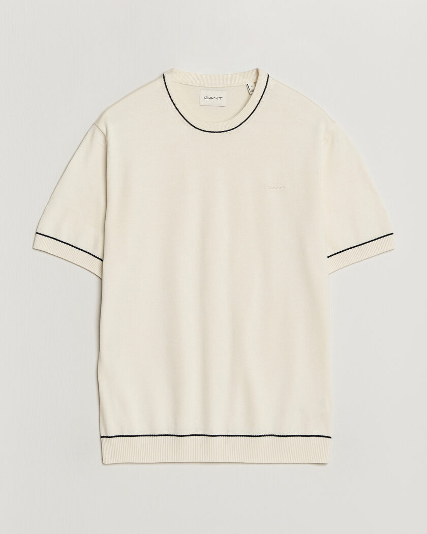 Gant Cotton/Model Knitted T-Shirt Cream – Bianco