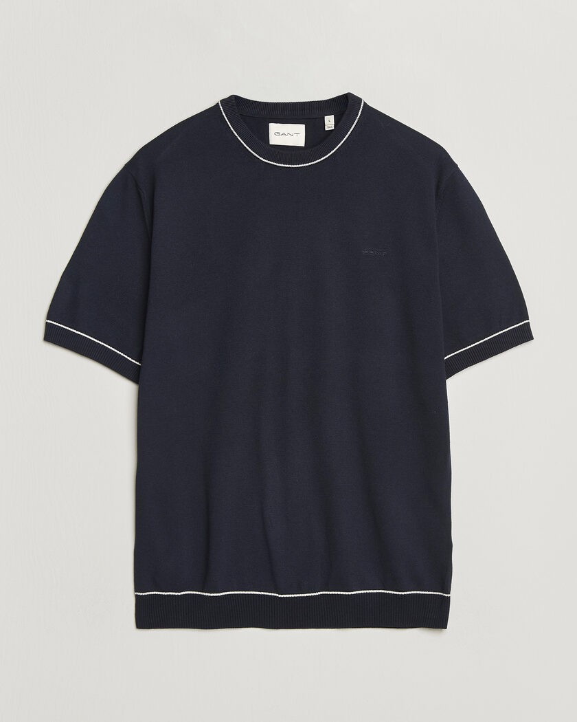 GANT Cotton/Model Knitted T-Shirt Evening Blue – Blu