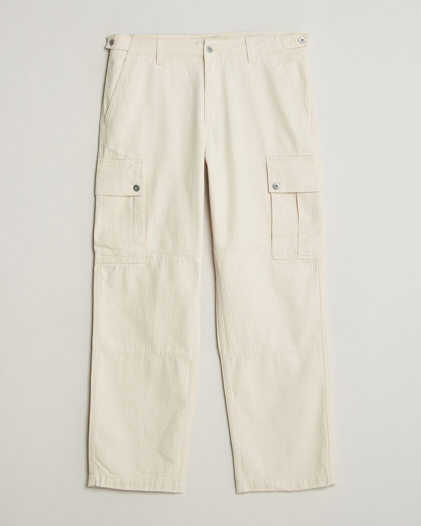 GANT Relaxed Fit Herringbone Cargo Pants Creamed White – Bianco
