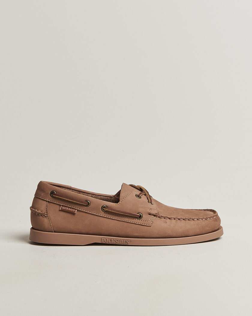 Sebago Docksides Portland Nubuck Boat Shoe Beige Taupe – Marrone