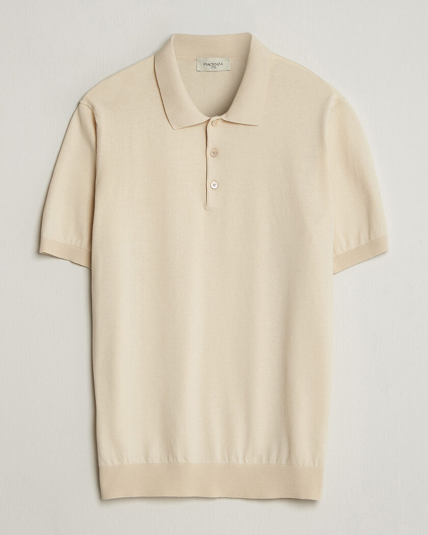 Piacenza Cashmere Short Sleeve Knitted Polo Off White – Bianco