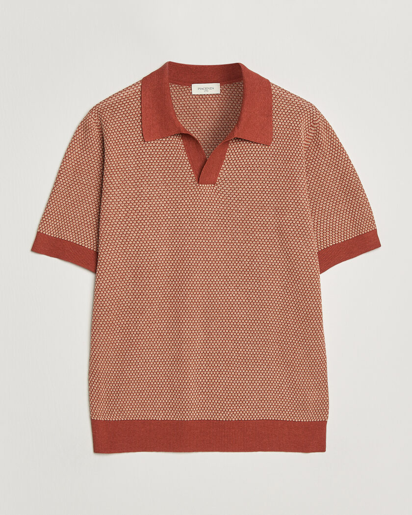 Piacenza Cashmere Silk/Linen Honeycomb Knitted Polo Red – Rosso
