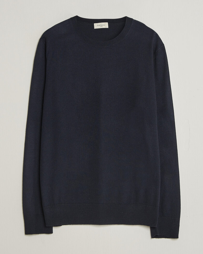 Piacenza Cashmere Soft Silk/Cashmere Crew Neck  Navy – Blu