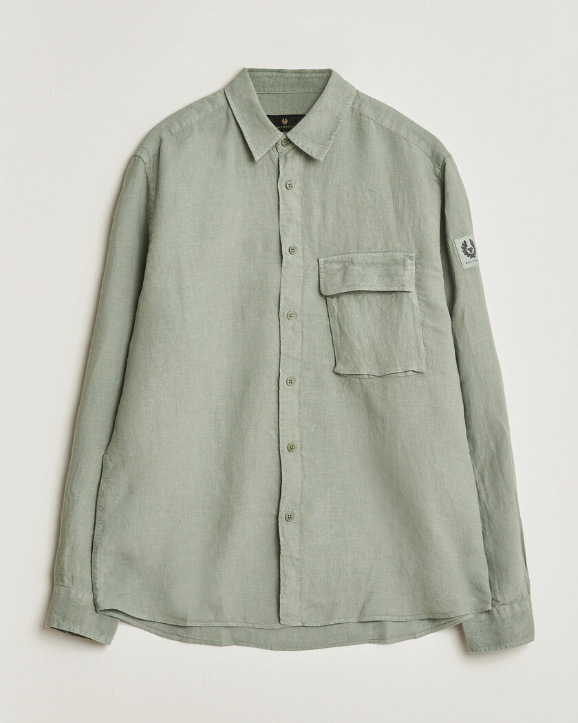 Belstaff Scale Linen Shirt Lichen – Verde