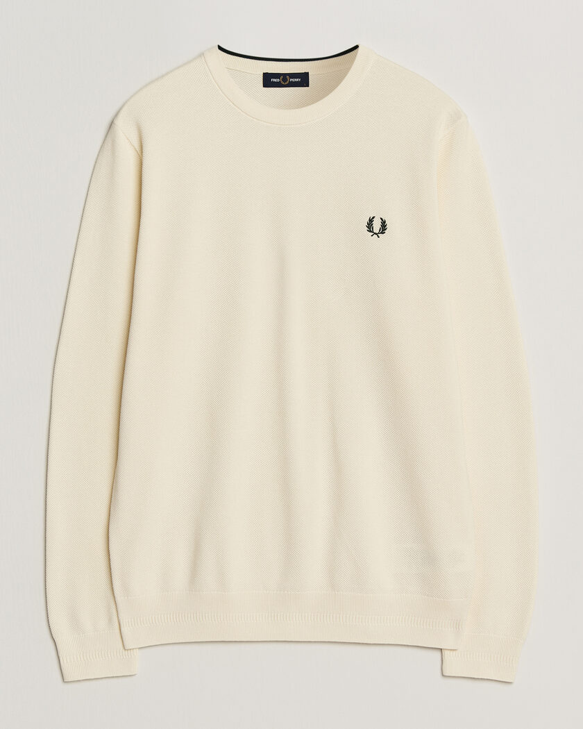 Fred Perry Piqué Stitched Sweater Ecru – Bianco