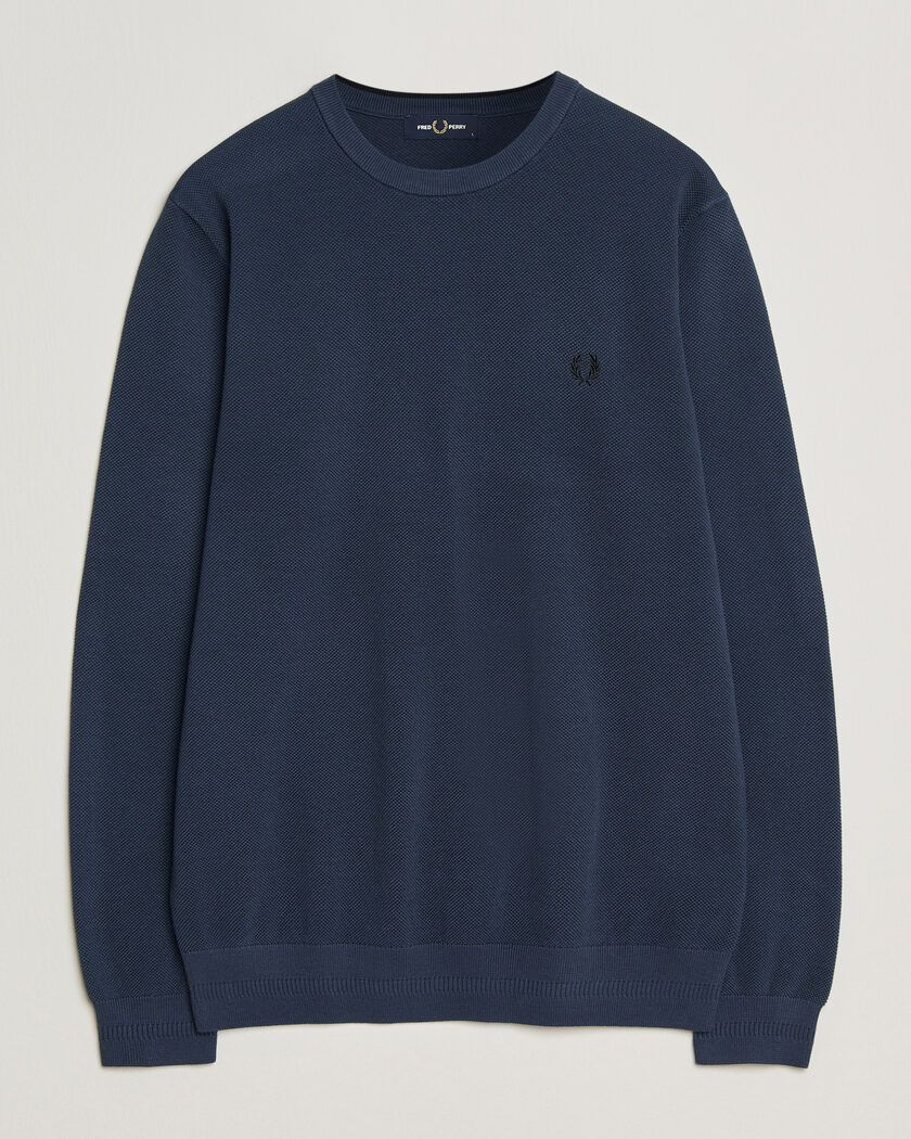 Fred Perry Piqué Stitched Sweater Dark Airforce – Grigio