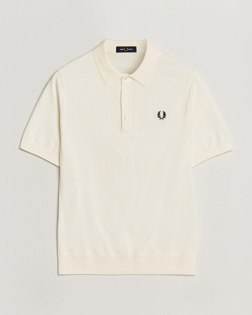 Fred Perry Cotton Knitted Polo Ecru – Bianco