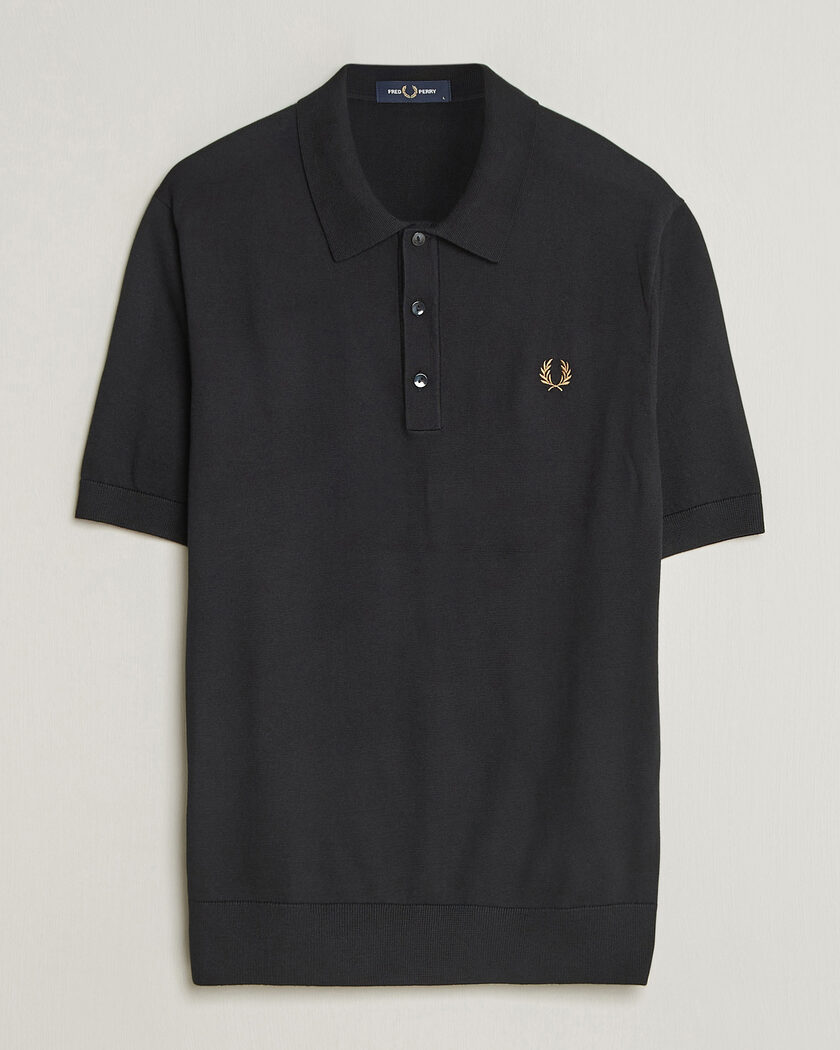 Fred Perry Cotton Knitted Polo Black – Nero