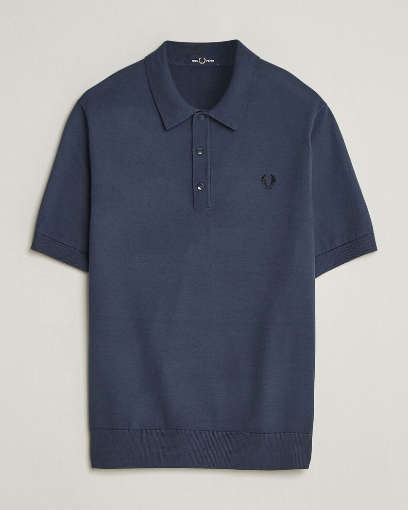 Fred Perry Cotton Knitted Polo Dark Airforce – Grigio