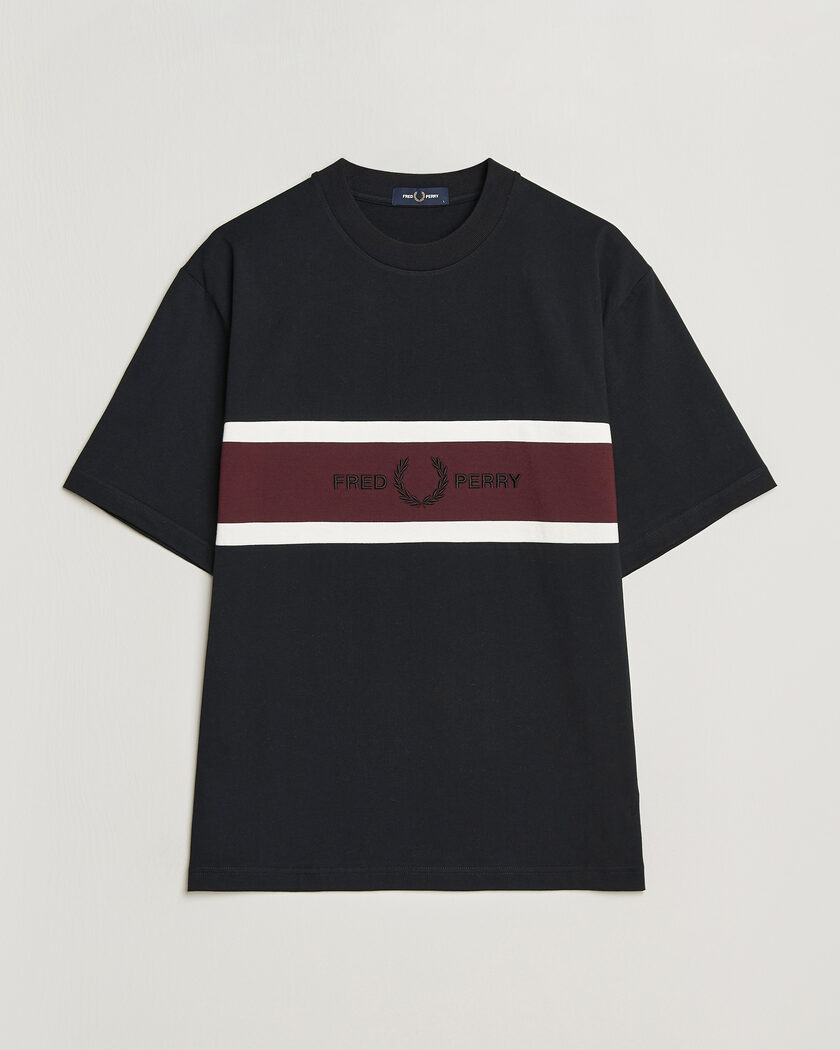 Fred Perry Embroidered Paneled T-Shirt Black – Nero