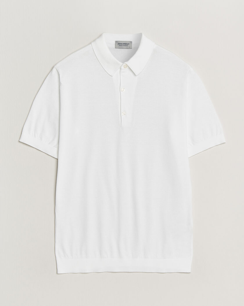 John Smedley Adrian Slim Fit Sea Island Cotton Polo White – Bianco