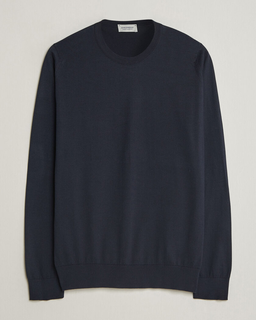 John Smedley Rowland Sea Island Crew Neck Pullover Navy – Blu