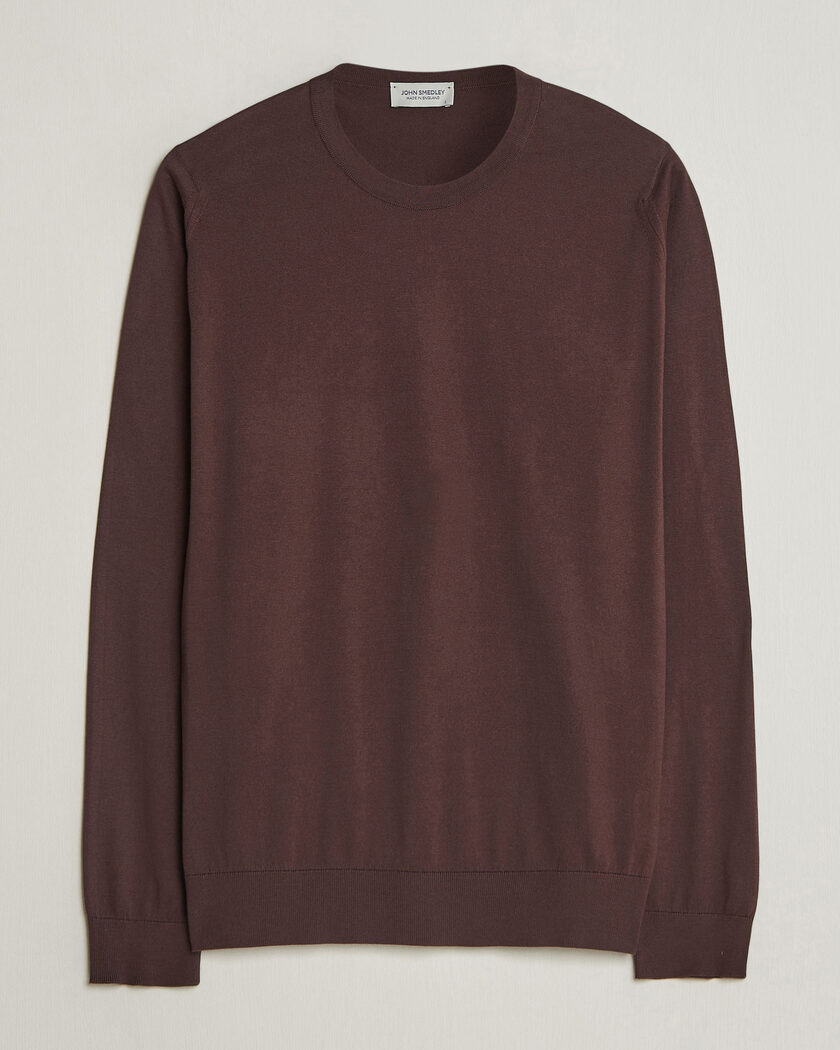 John Smedley Rowland Sea Island Crew Neck Pullover Raisin Brown – Marrone