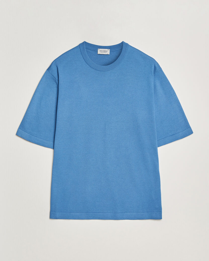 John Smedley Tindall Sea Island Cotton T-Shirt Skye Blue – Blu