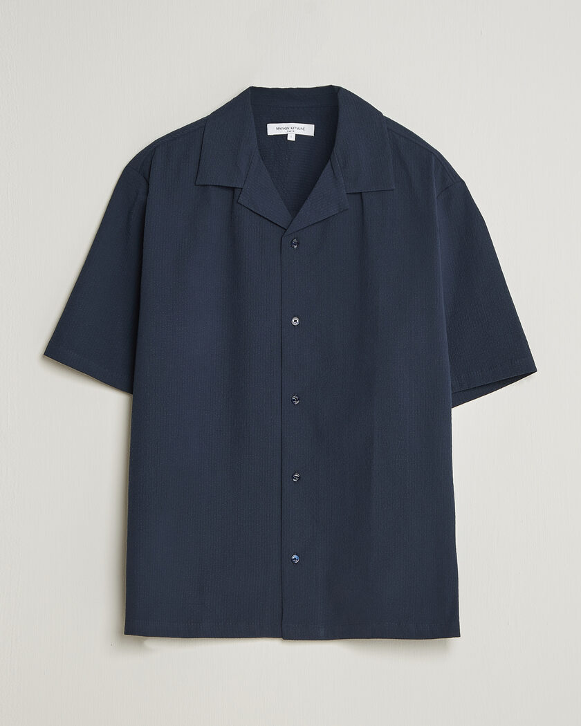 Maison Kitsuné Seersucker Resort Shirt Navy – Blu