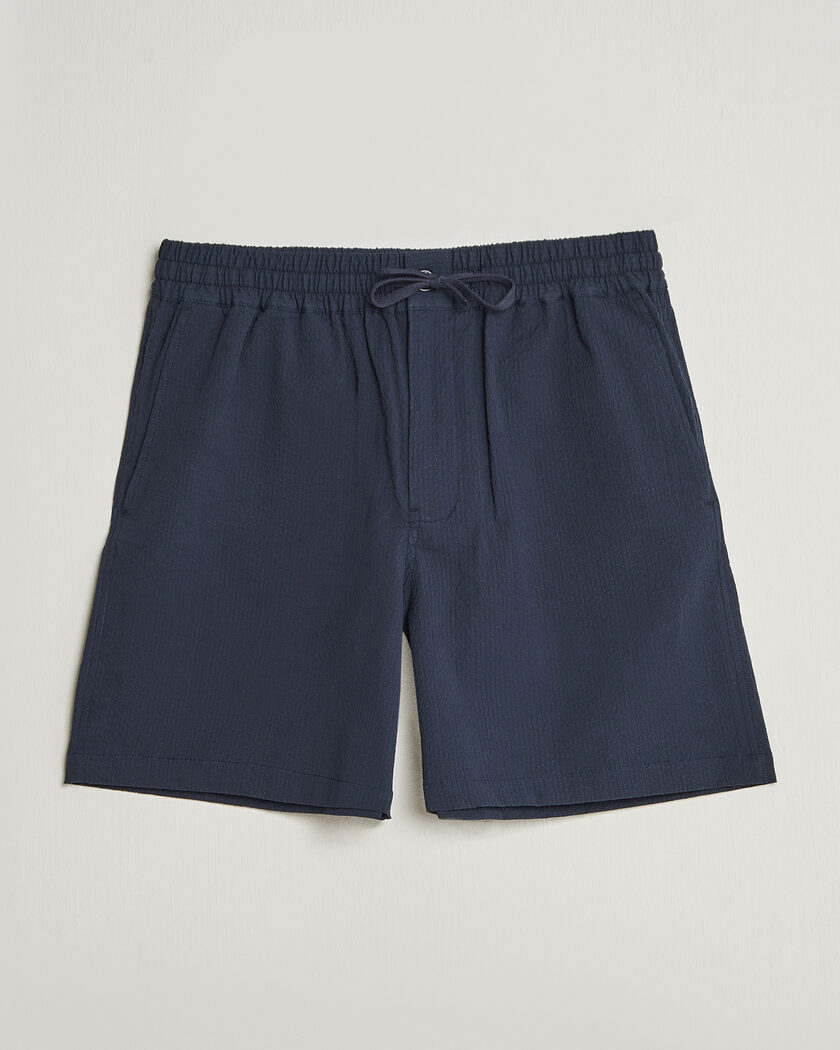Maison Kitsuné Seersucker Drawstring Shorts Navy – Blu
