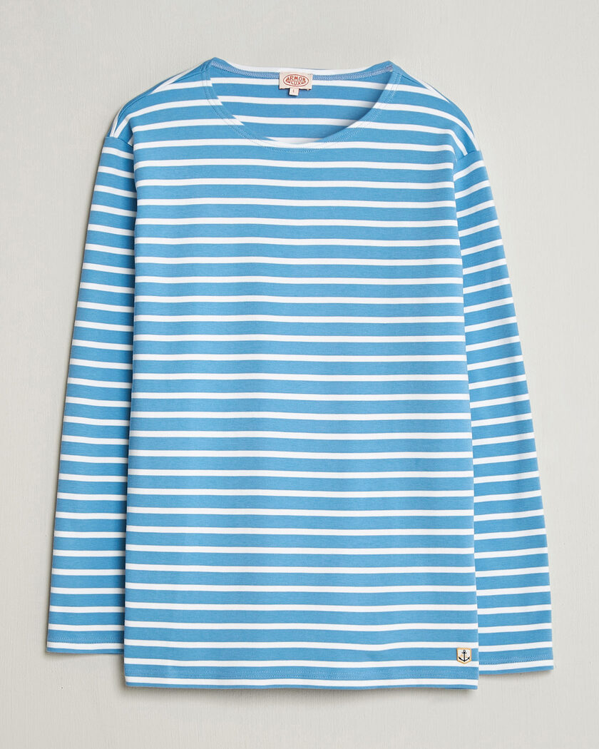 Armor-lux Houat Héritage Stripe Long Sleeve T-Shirt Waterfall/Blanc – Blu