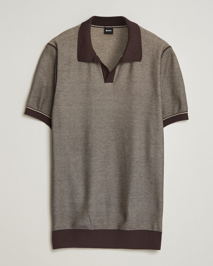 BOSS BLACK Narciso Knitted Polo Dark Brown – Marrone