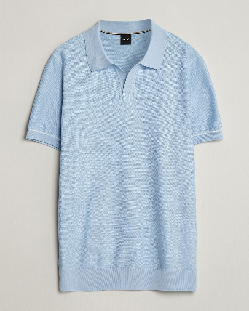 BOSS BLACK Narciso Knitted Polo Light Blue – Blu