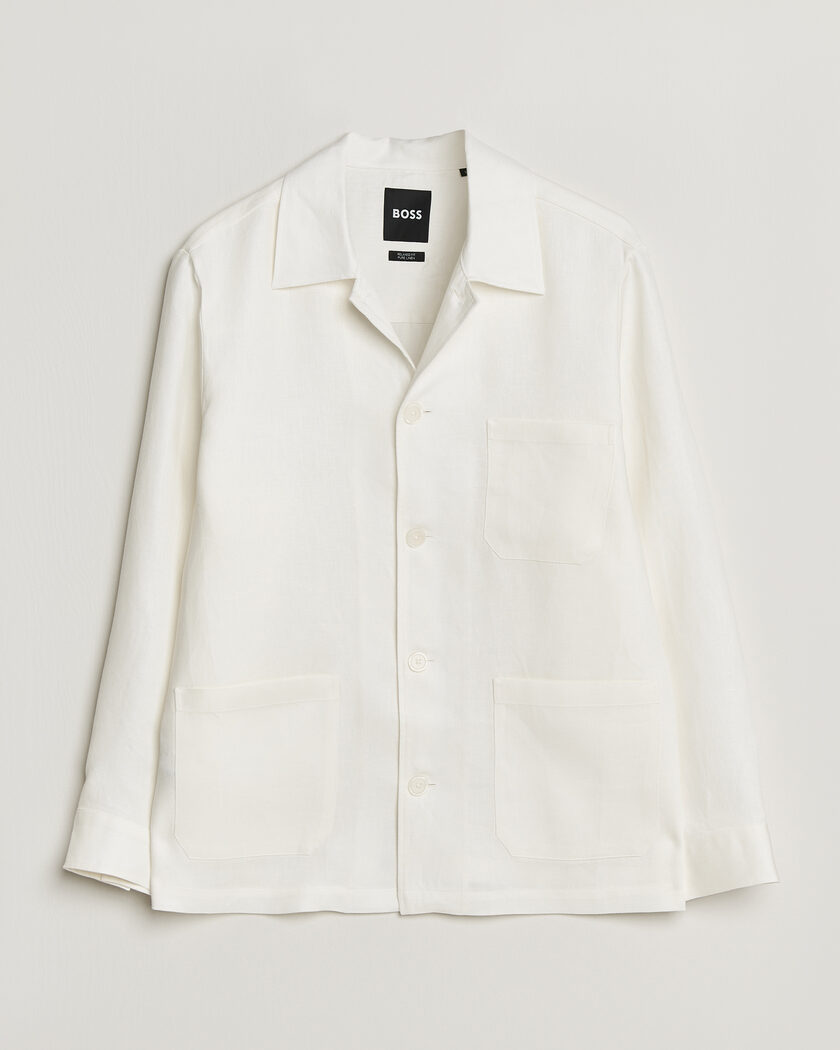 BOSS BLACK Cai Linen Overshirt White – Bianco